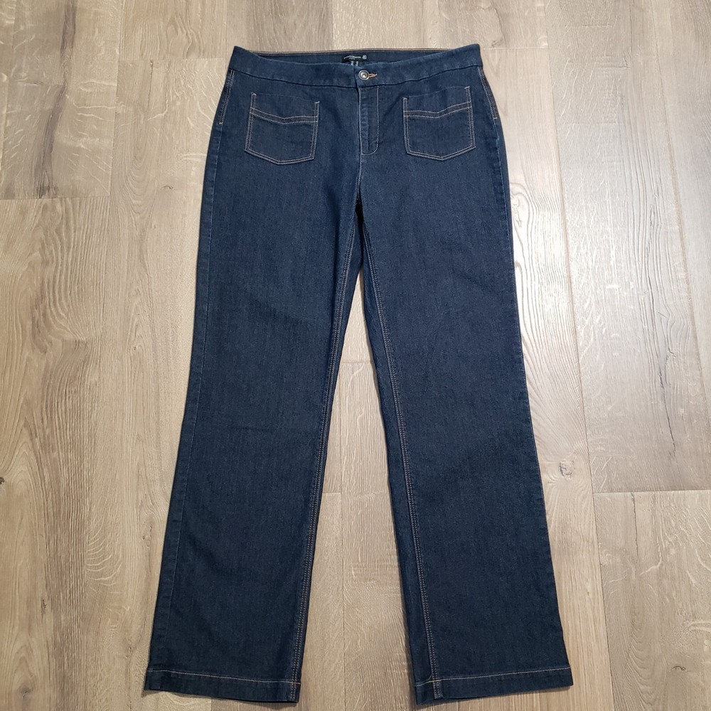 Susan Graver Jeans Size 14 Mid Rise Stretch Dark Wash