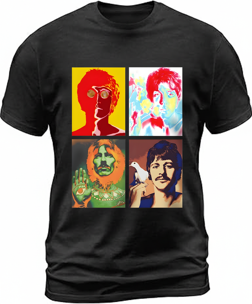 The Beatles Psychedelic Portraits T-Shirt John Lennon George Harrison Ringo Paul