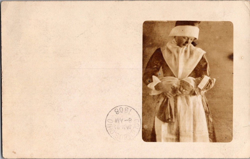 RPPC Nurse Holding Baby or Doll Vintage Postcard P66
