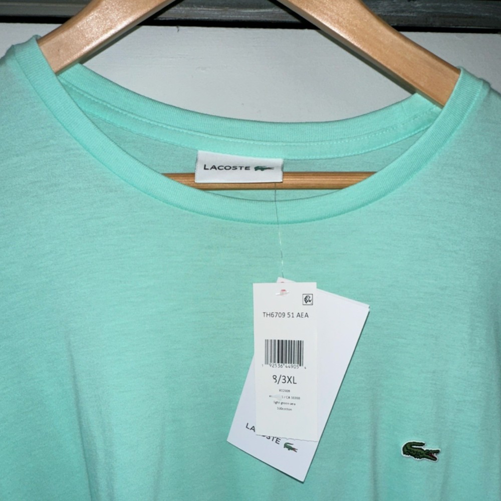 Lacoste Light Green Cotton Logo Men's T-Shirt 3XL TH6709 Crew Neck Short Sleeve