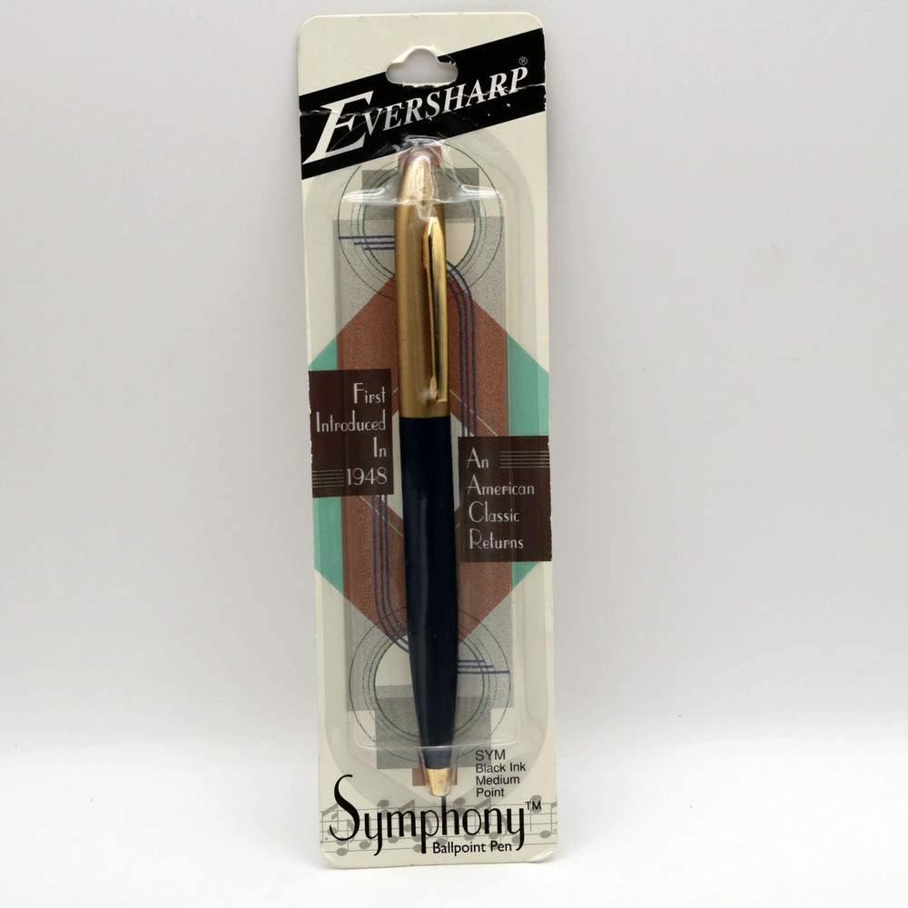 Eversharp Symphony Ballpoint Pen Reissue Blue Gold Tone 1995 Vintage Sealed NOS