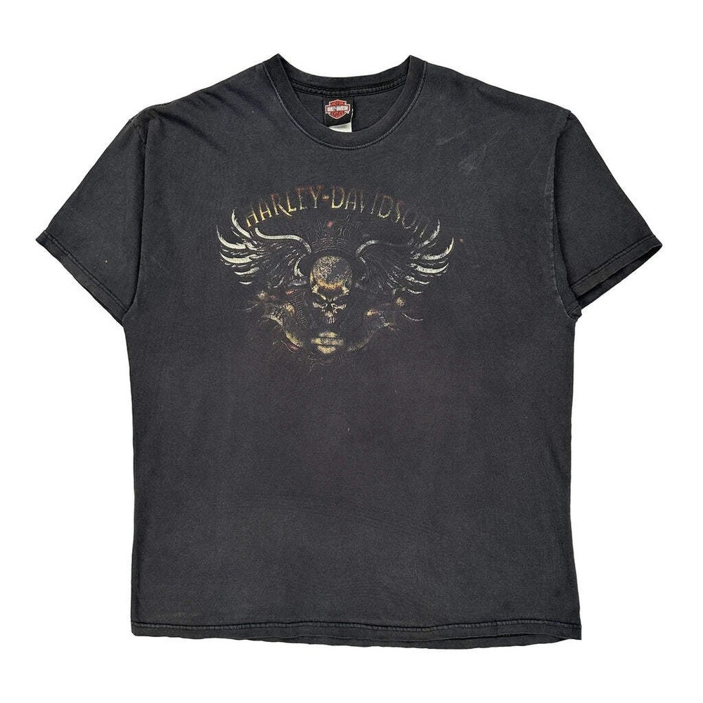 Harley Davidson Graphic T-Shirt - 2XL Black Cotton