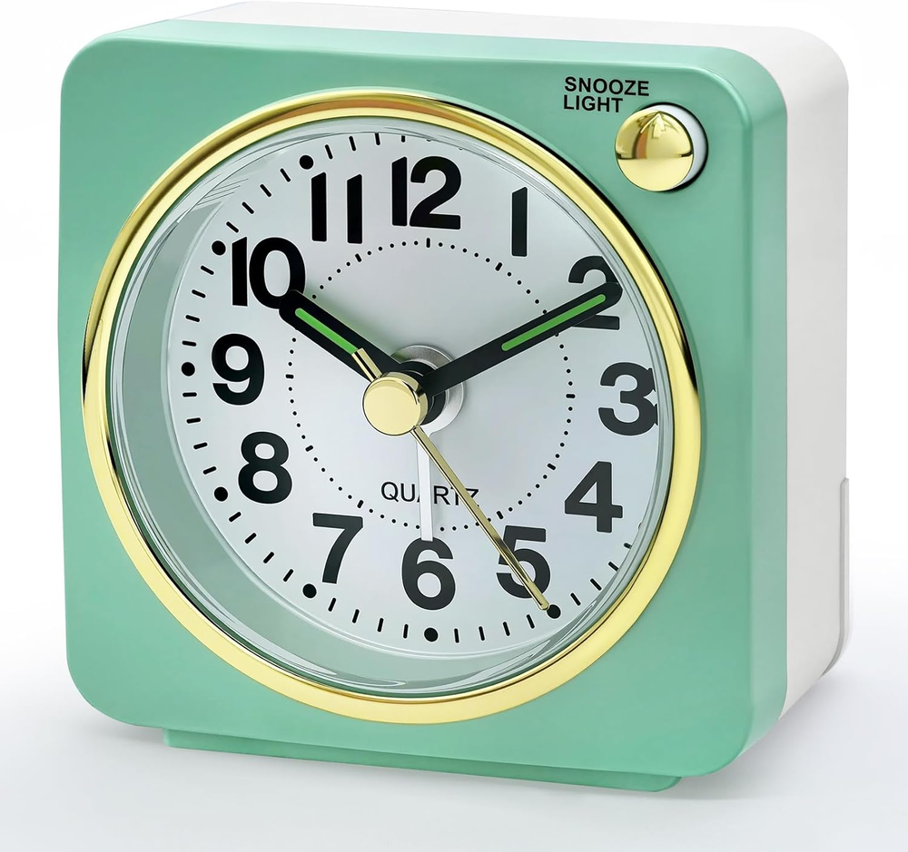 Ultra Small Battery Analog Travel Alarm Clock, Retro Bedside Table Clocks for Be