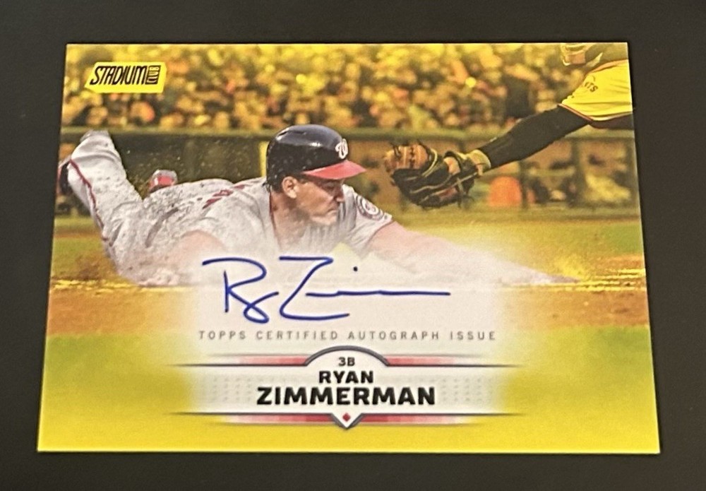 2025 Stadium Club Ryan Zimmerman #SCBA-RZ Yellow Foil Auto Washington Nationals