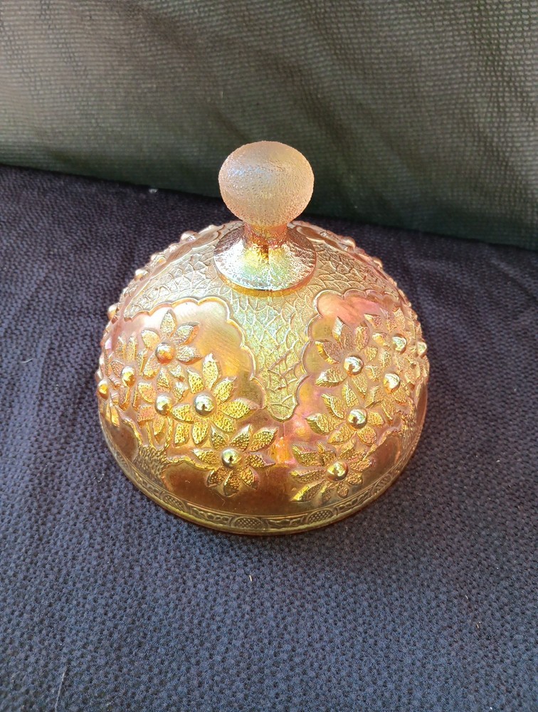 Vintage Fenton Orange Tree Carnival Glass Butter Dish Lid