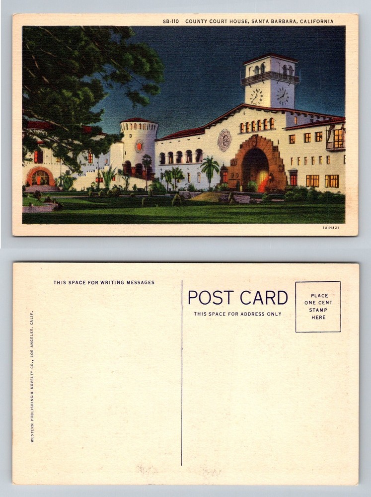 Santa Barbara, CA-California, County Court House Clock Tower Vintage Postcard