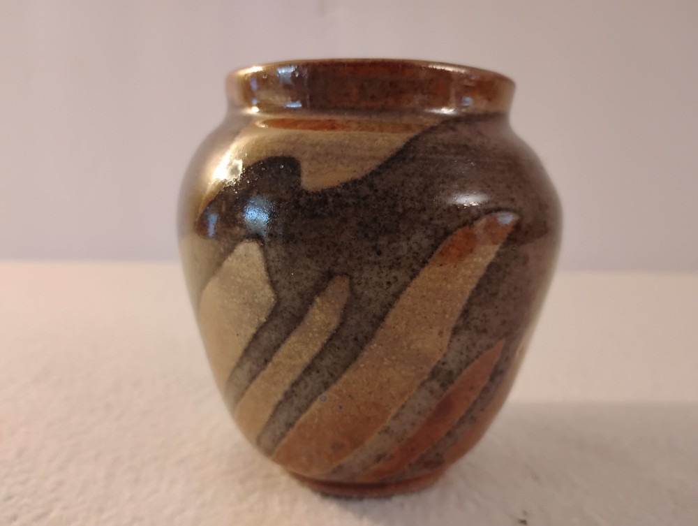 Vintage Handmade Signed Art Pottery Clay Drip Glazed Vase/ Planter 4