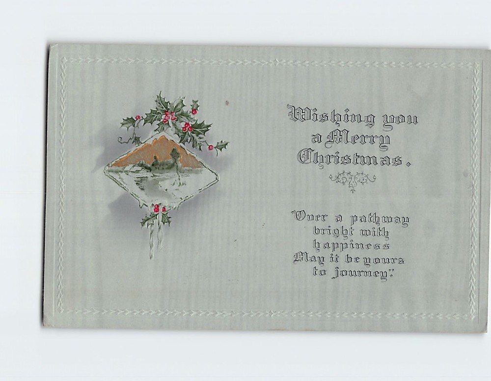 Postcard Embossed Holiday Art Print Christmas Greeting Card