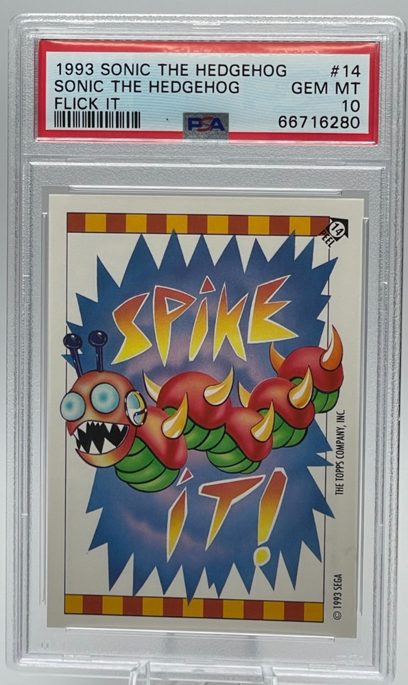 1993 Topps Sonic the Hedgehog Flick It #14 “Spike It!” PSA 10 GEM MT — SEGA