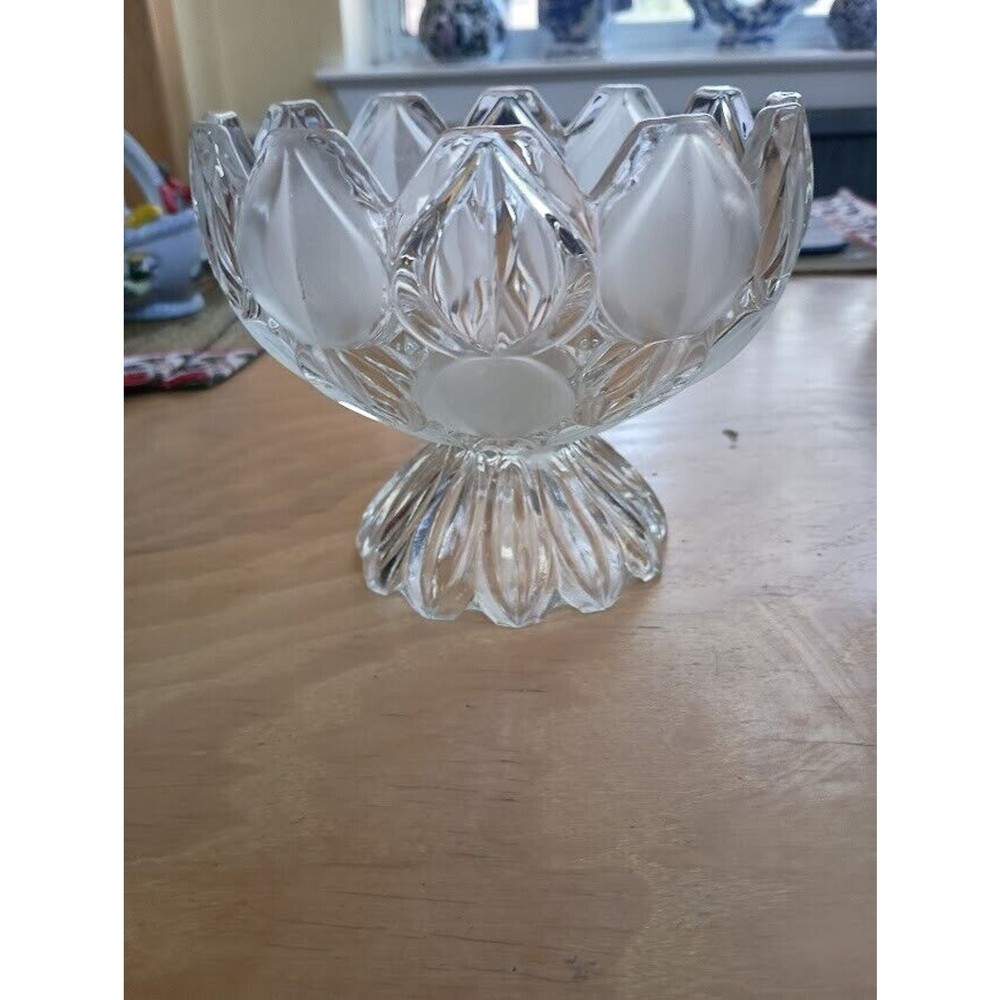 Vintage Bohemian Czech Lead Crystal Pedestal Bowl Standing 4.5