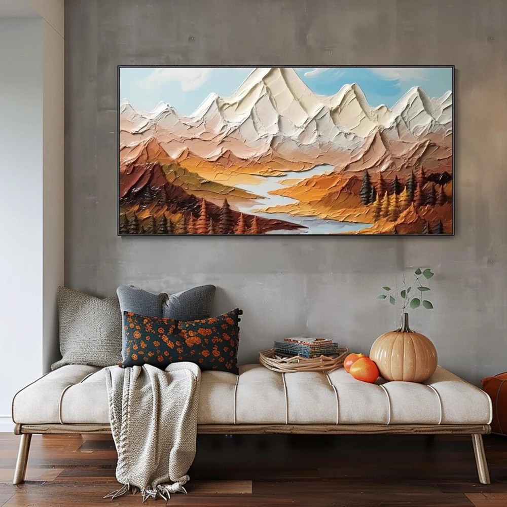 3D Palette Knife Mountain Wall Art Canvas Unframed Print Art