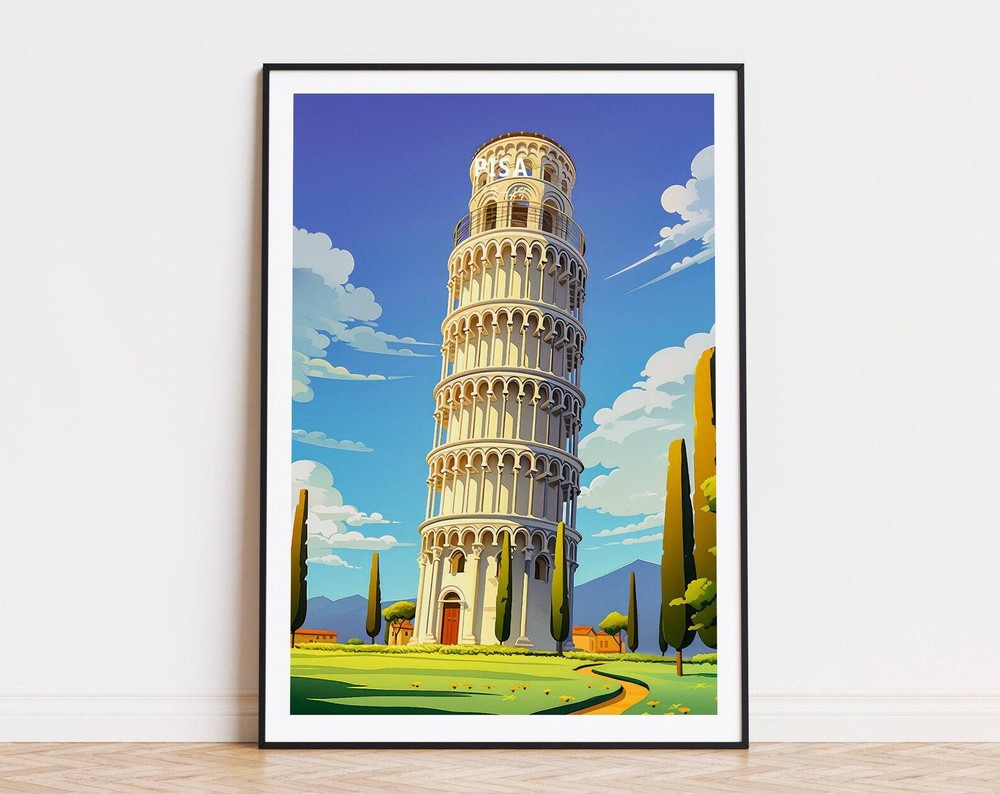 Pisa Travel Poster Italy Pisa Wall Art Leaning Tower Of Pisa Poster Italy