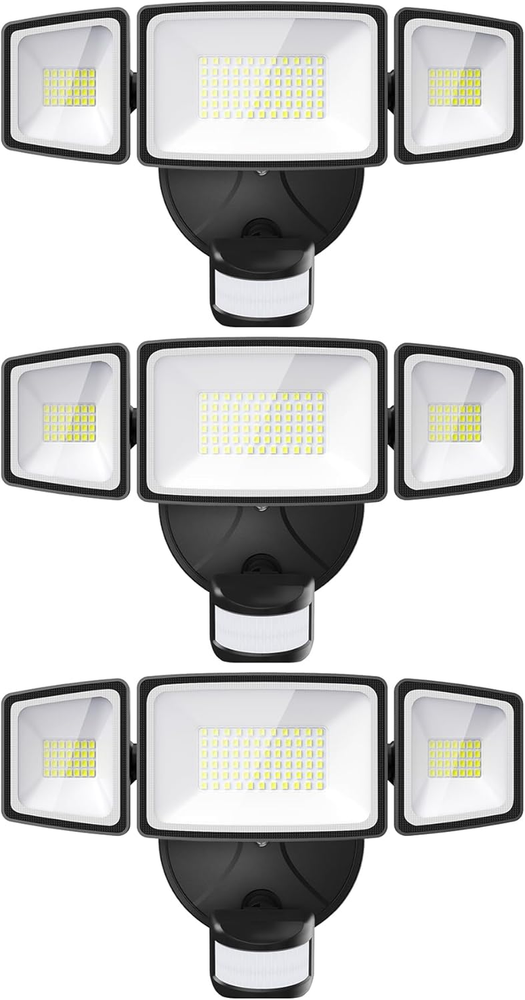 3 Pack 65W LED Motion Sensor Outdoor Lights, Security Light Motion Outdoor Flood