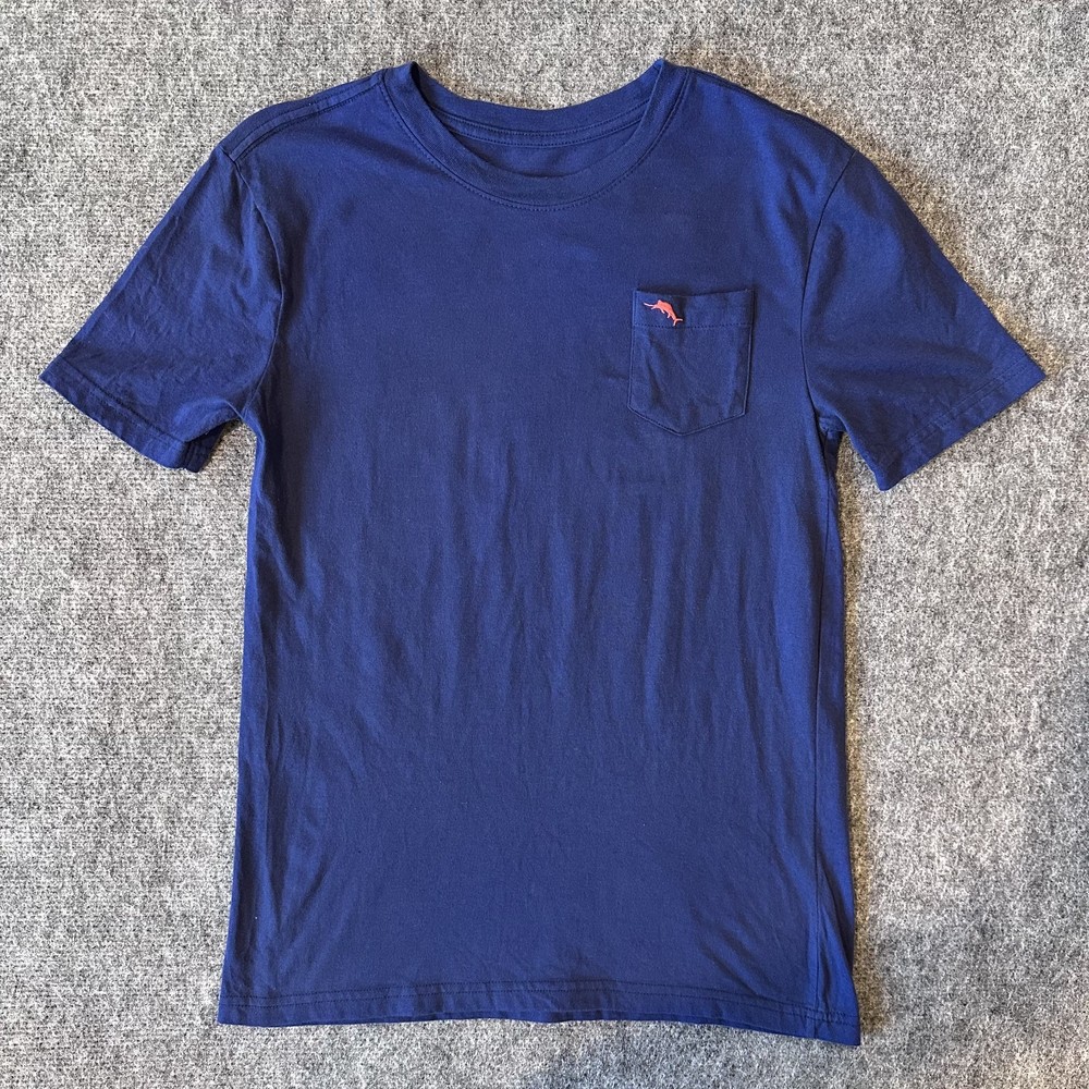 Tommy Bahama Marlin Logo Pocket T Shirt Short Sleeve Blue Youth Boys Sz XL (14)