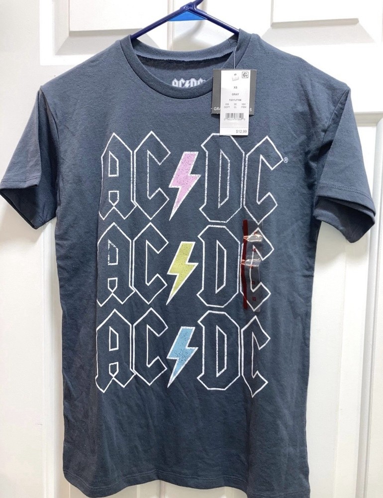 AC/DC Women's Grey Graphic Band Tee Size XS  Officially Licensed  New