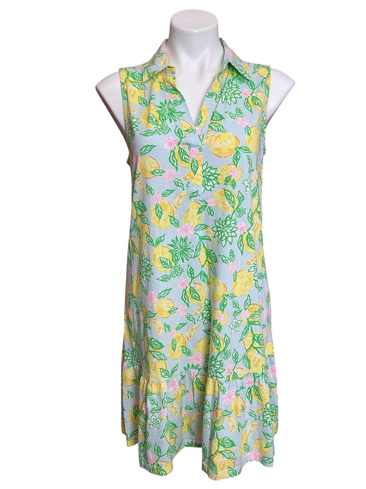 Lilly Pulitzer Riegan Dress Bluette Make Lemonade - Size M