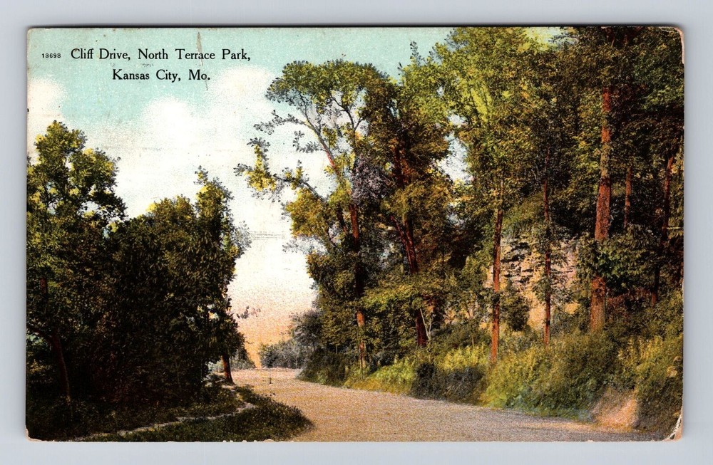 Kansas City MO- Missouri, Cliff Drive, North Terrace Park Vintage c1909 Postcard