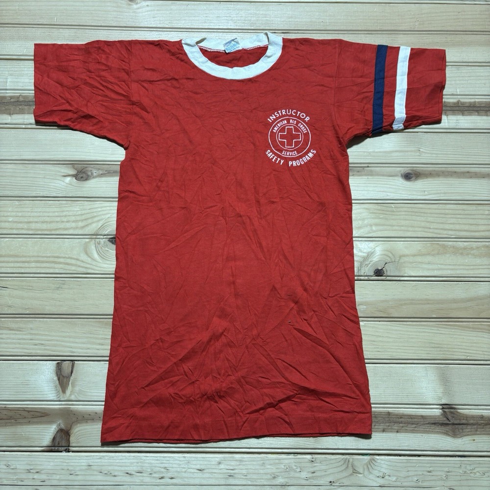 True Vintage 70s Champion Blue Bar American Red Cross Instructor Shirt Size S