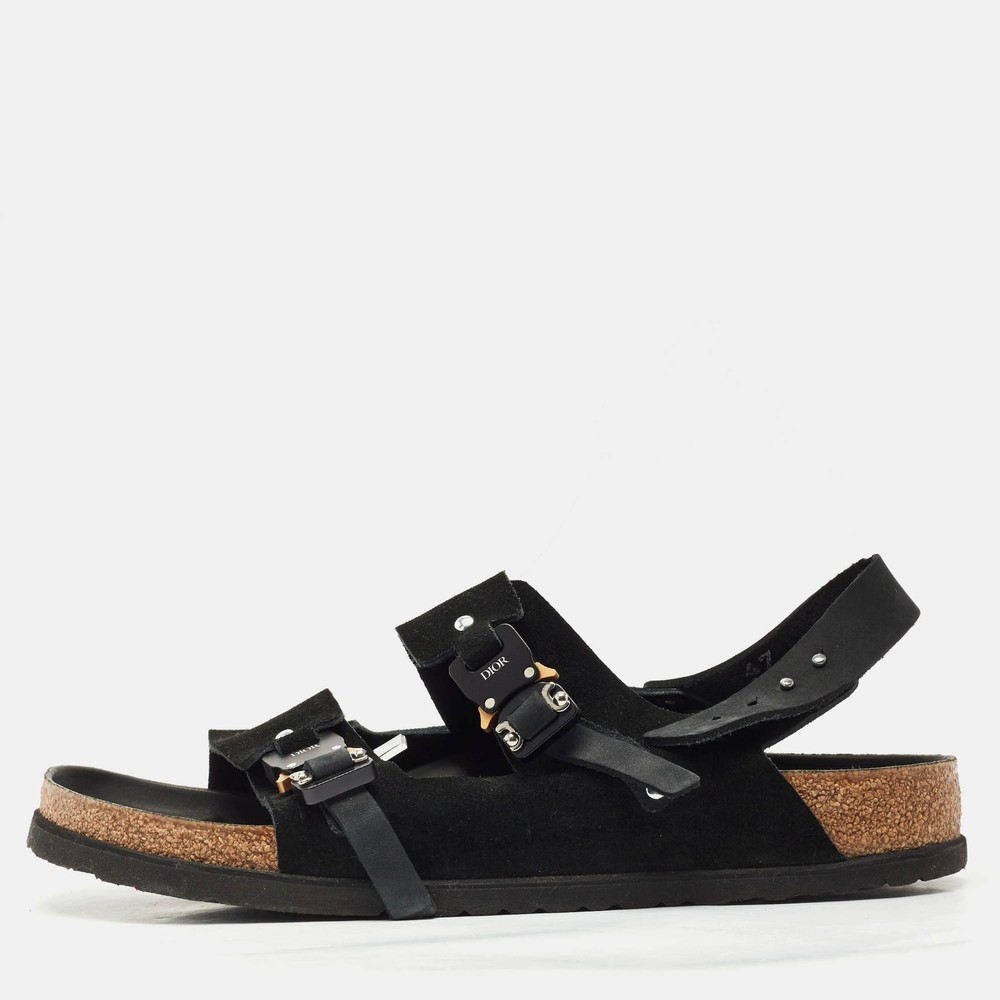 Dior x Birkenstock Milano Black Suede Nubuck Slingback Sandals
