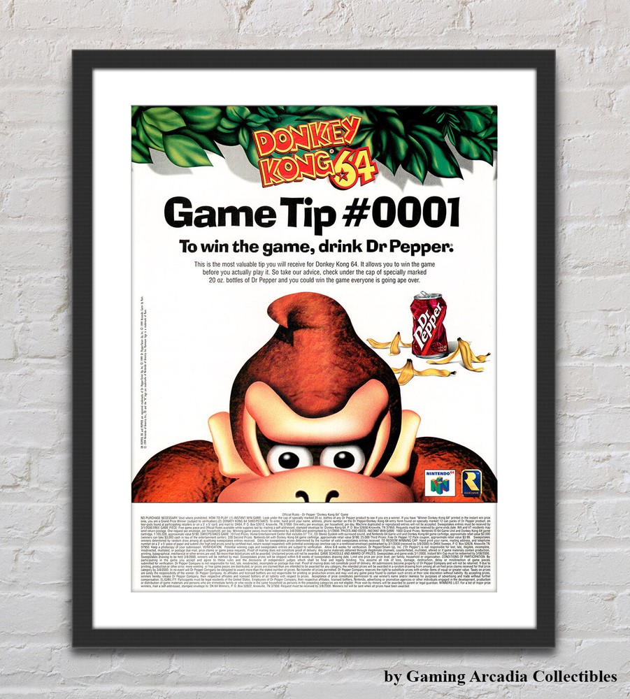Dr Pepper Donkey Kong 64 N64 Glossy Promo Poster Unframed G4874