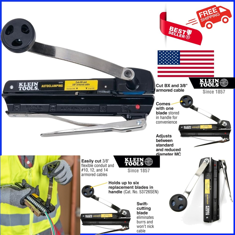 Precision Armored Cable Cutter - Cuts 3/8 Inch BX, AC, MC with Extra Blades-image