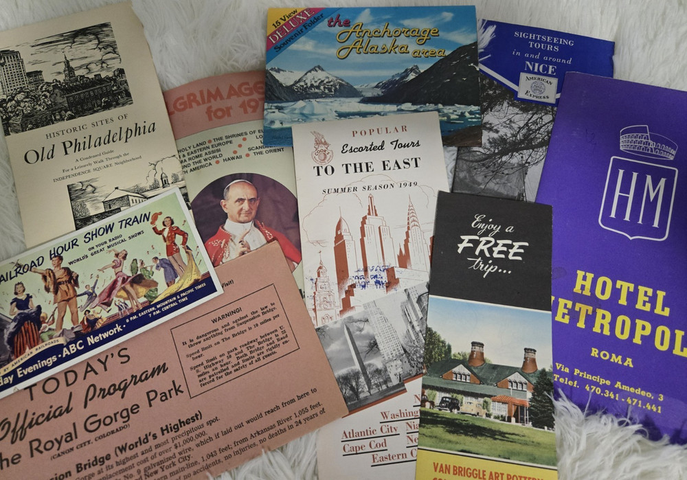 Vintage Travel Brochures & Programs Lot: Anchorage AK, Nice, Roma