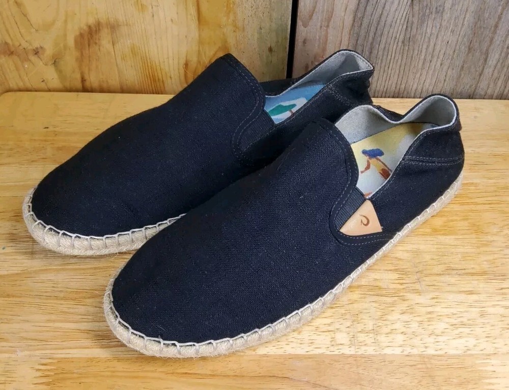 Olukai Womens Kaula Paa Kapa Slip-On Espadrilles Size 10 Black Linen Comfort Shoes