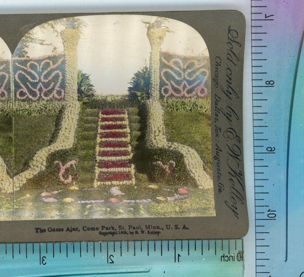 Gates Ajar Como Park St Paul MN Minnesota EW Kelley Stereoview