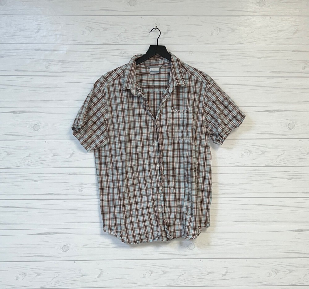 Columbia shirt mens size extra large short sleeve plaid button up regular fit