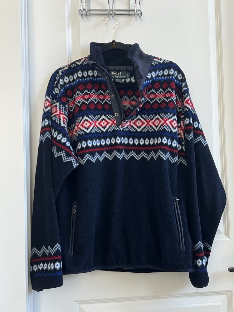 Polo Ralph Lauren Men's Fair Isle Sweater Fleece Half Zip Pullover, Size L