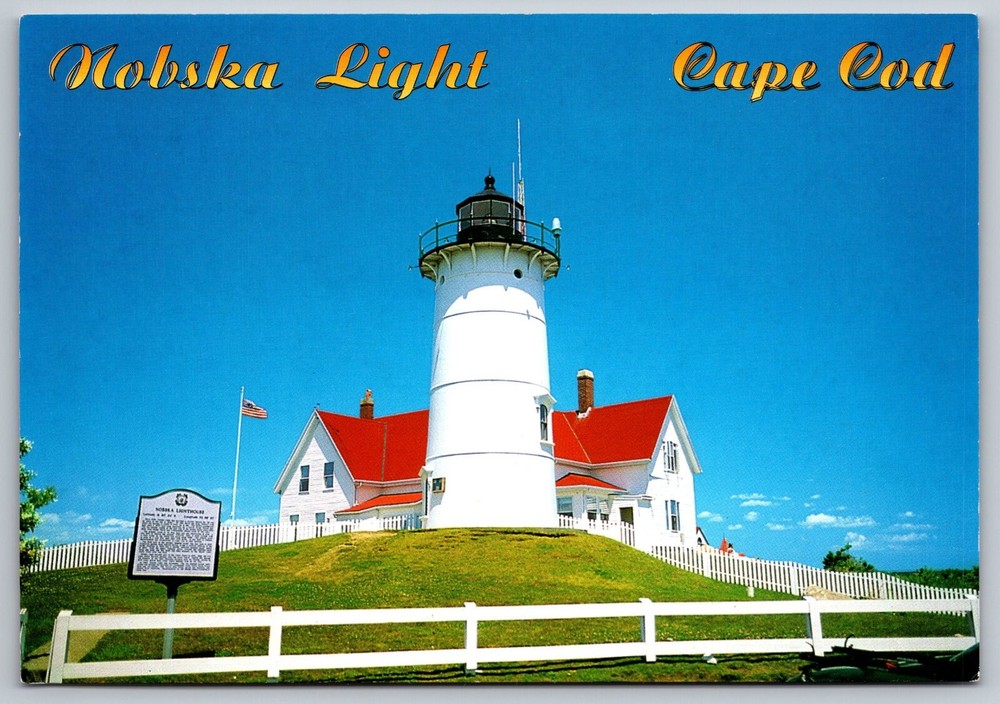 Nobska Point Light Lighthouse Wood's Hole Cape Cod Massachusetts postcard  (A3)