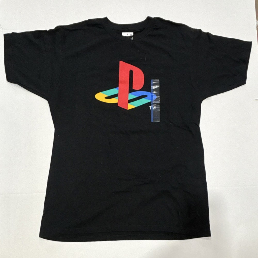 PlayStation Men's Black Logo Athletic Fit Crew Neck Short Sleeve T-Shirt Size L