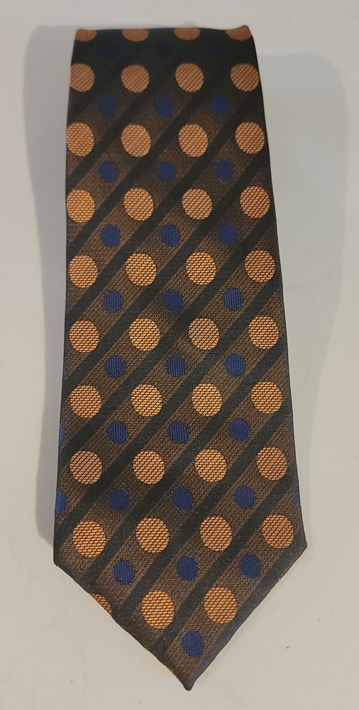 Giorgio Armani Tie Made in Italy Silk Polka Dot Brown Blue Orange Vintage