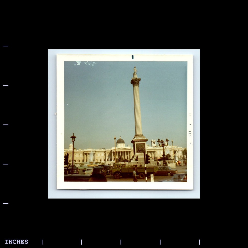 Old Vintage Color Photo STREET MONUMENT CARS TRAFALGAR SQUARE LONDON ENGLAND