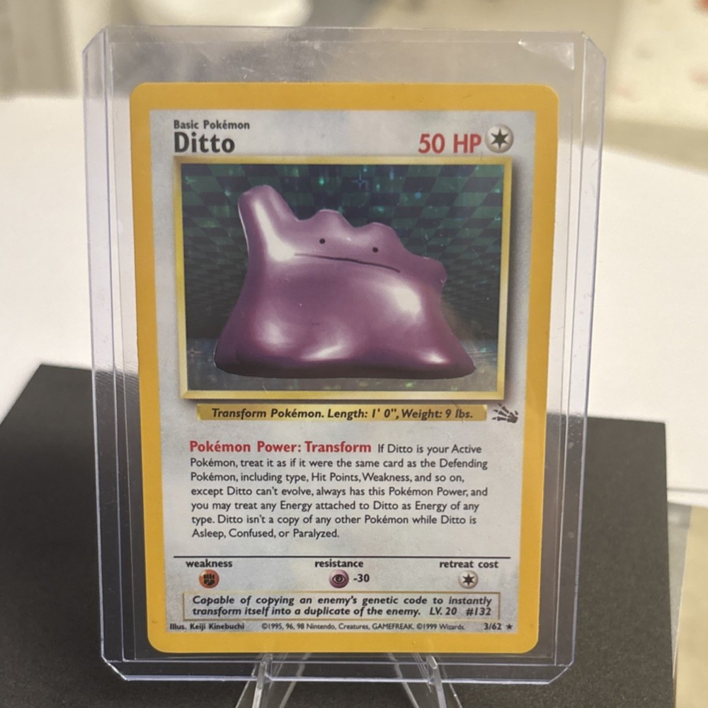 WoTC Pokémon TCG Ditto 3/62 Fossil Holo Rare 50HP Unlimited Eng 1999
