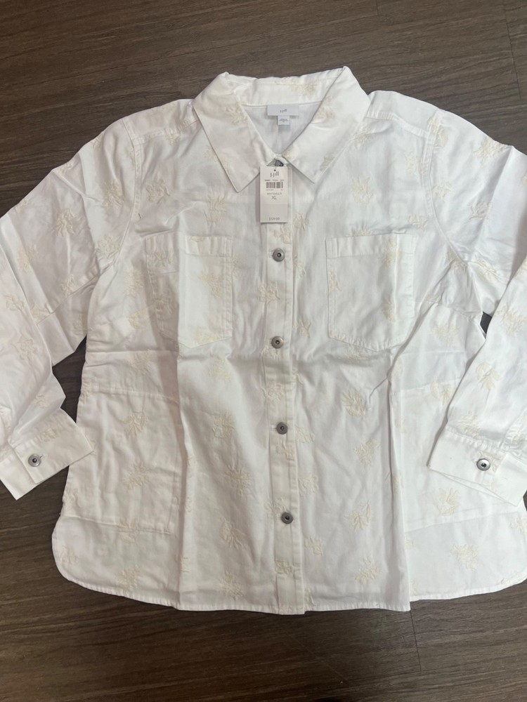 j.jill embroidered patch-pocket jacket new size XL