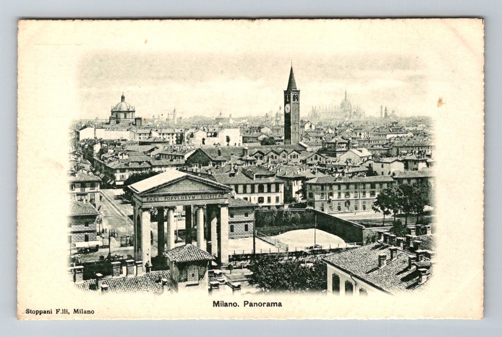 Italy- Milano Elevated Panorama City View Souvenir Old PC Card Vintage Postcard