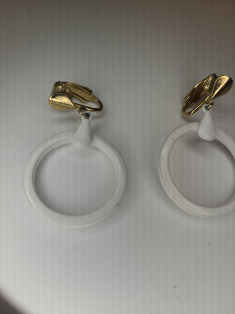 L H Segal California gold tone hoop clip on earrings signed 1