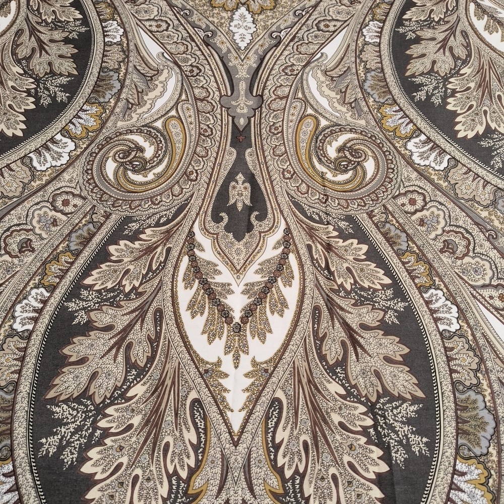 Pottery Barn Anton Paisley Queen Duvet Set with 2 Shams in Gray Organic Cotton