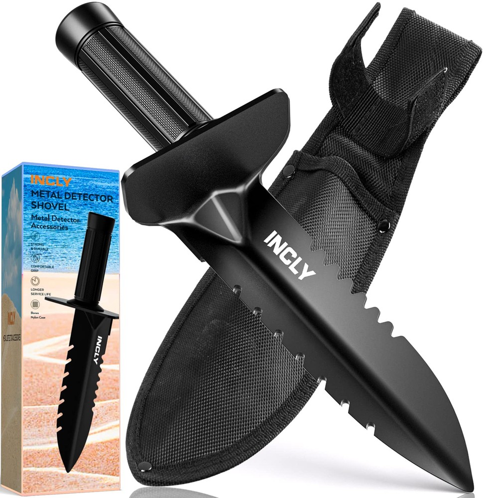 Heavy Duty Metal Detector Shovel with Double Serrated Edge for Digging