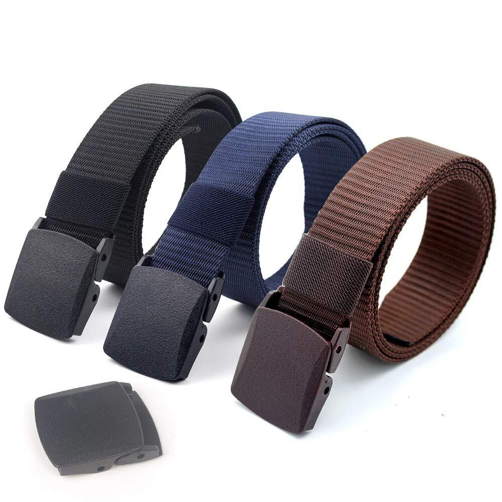 3-Pack Nylon Canvas Belt Plastic Buckle Belt Travel Adjustable Nylon Web Slid...