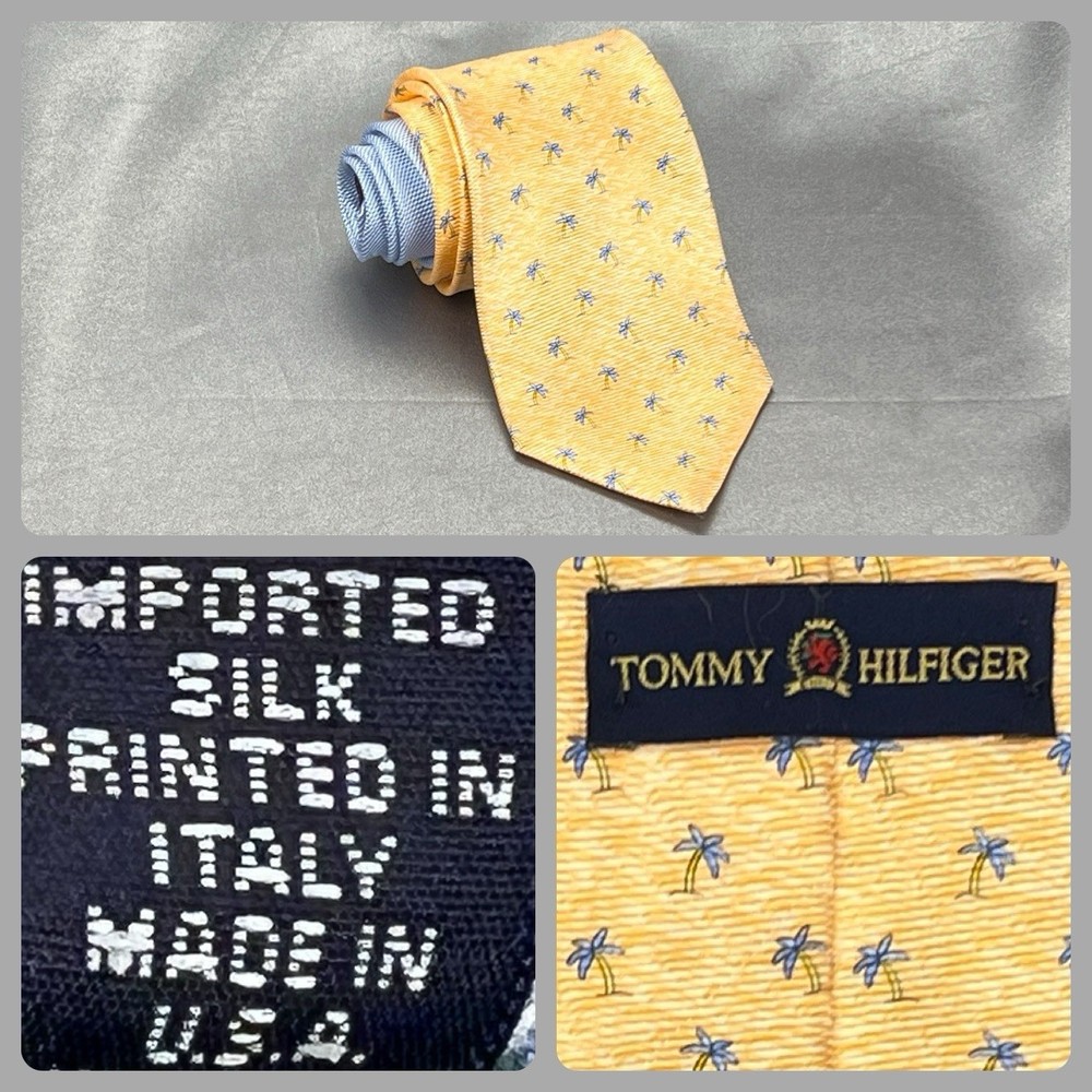 Vintage Tommy Hilfiger Men's 56 Silk Peach Beach Palm Tree Tie