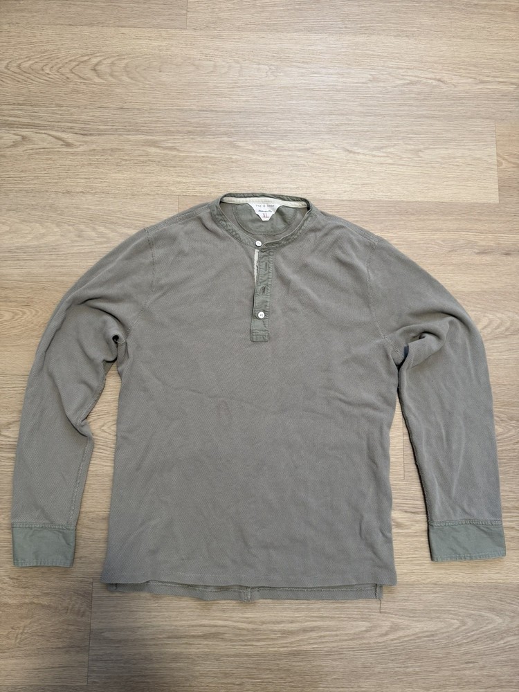 Rag & Bone Pullover Shirt Mens X-Large Henley Button Long Sleeve Handmade Peru