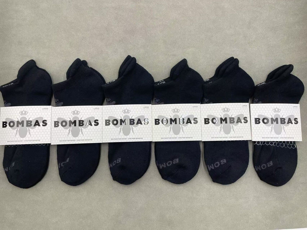6 pairs Bombas Men's Solid Honeycomb Ankle socks - Size Large 9-13 black