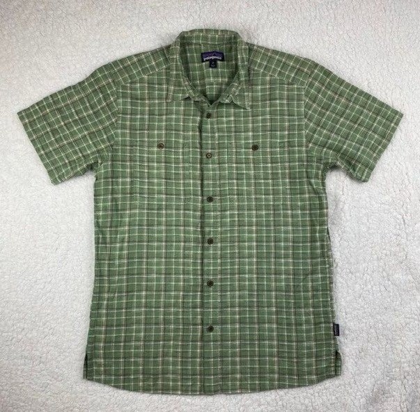 Patagonia Back Step Shirt Men's Size Medium Hemp/Organic Cotton Green 53139SP19