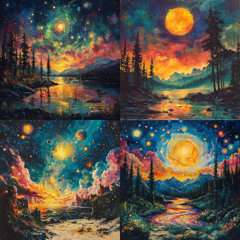 4 Abstract Forest Oil Paint Digital Wallpaper Art for Desktop-image