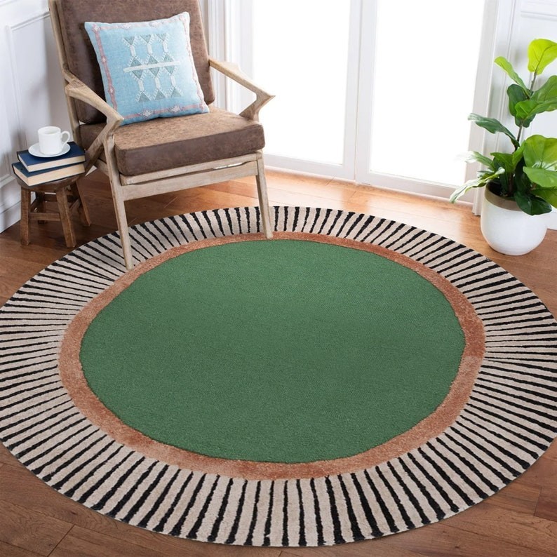 Minimalist Wool Round Rug | Hand Tufted Cozy Area Carpet