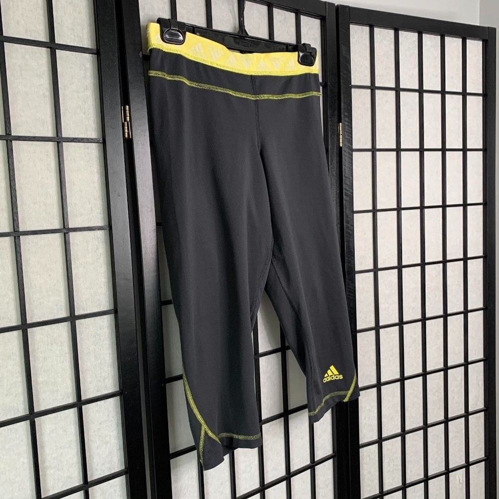 Adidas Athletic Workout Running Soccer 5k Yoga Crop Leggings Grey Small