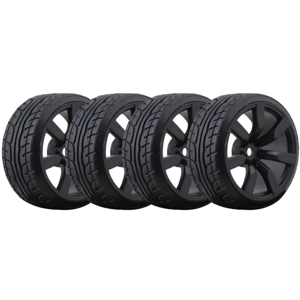 4PCS 12mm Hex Hub Drift Wheel Rim Tires for Tamiya TT01 TT02 HSP CS 1/10 RC Car