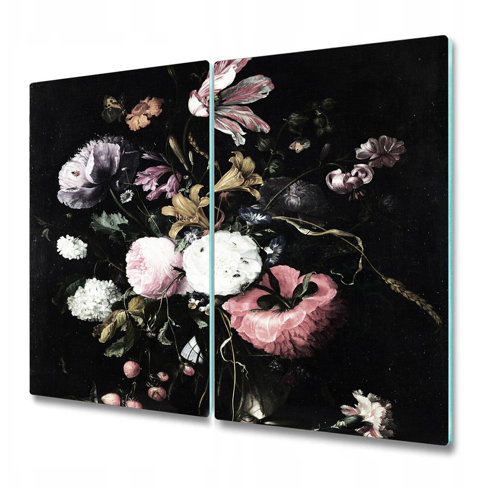 Tempered Glass Worktop Saver Dutch Floral Floral Dutch Nature Vintage 2x30x52